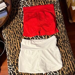Women's Red and White Shorts